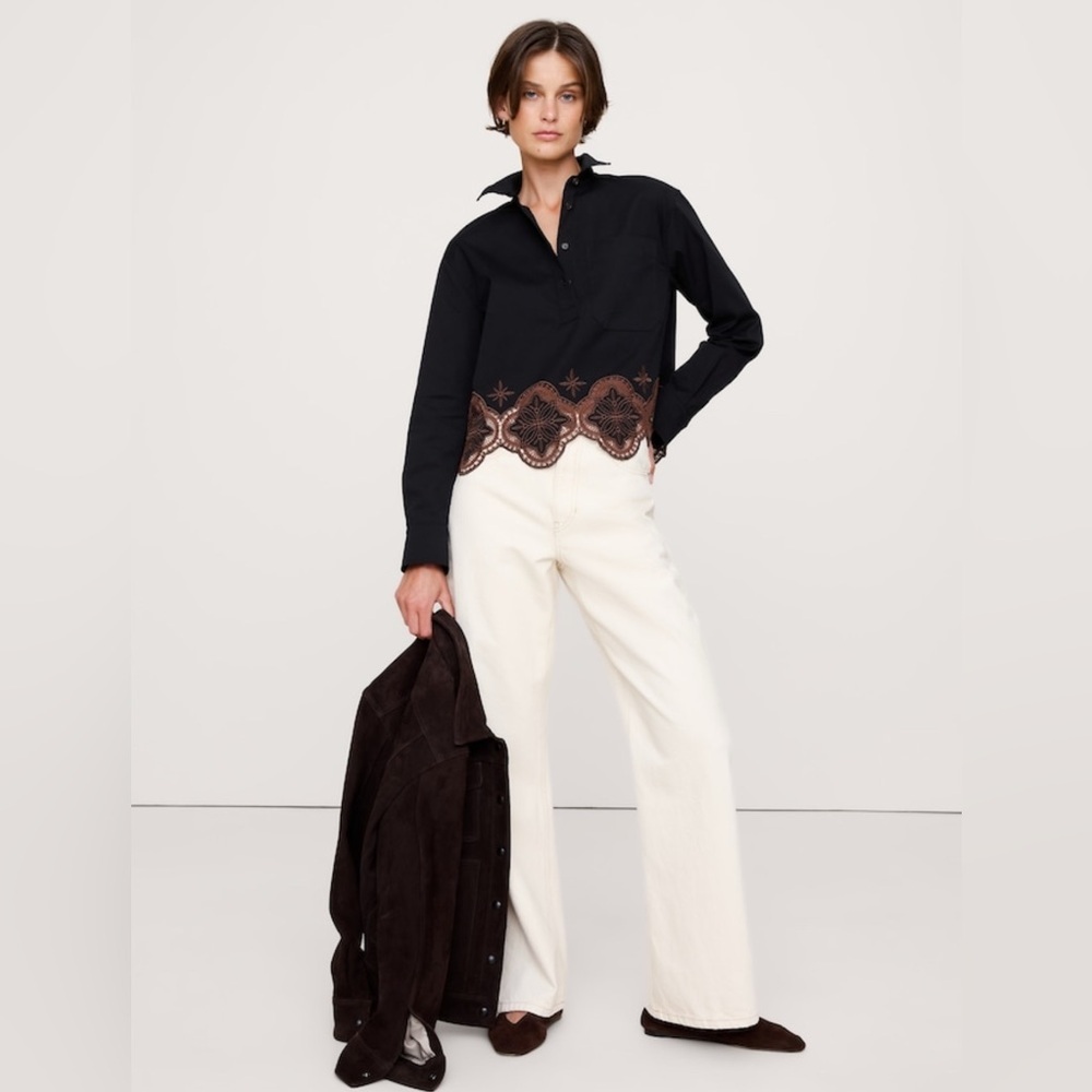 NWT Banana Republic Embroidered Popover Shirt Sz Med *Sold Out